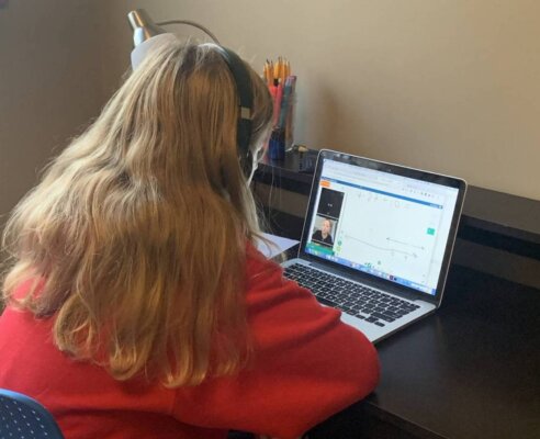 Online Education for students with learning challenges, young student learning in a virtual class