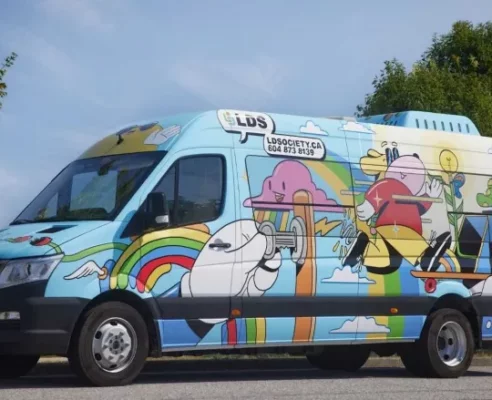 LDS mobile classroom bus creative fun graphics
