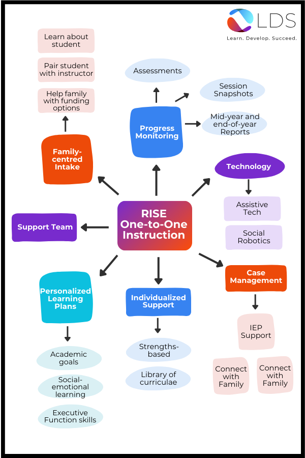 A graphical picture of all the support included in RISE one-to-one