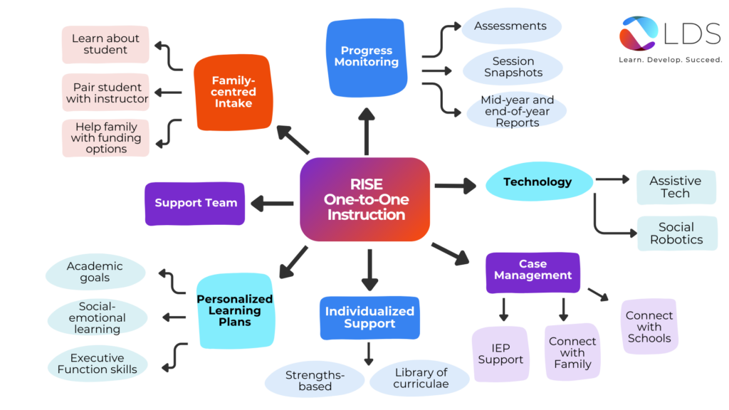 Diagram of all the parts of RISE one-to-one learning support