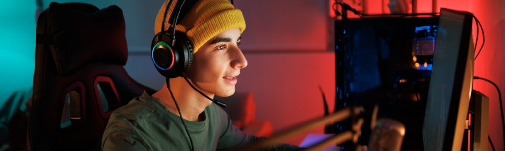 teenager playing a video game