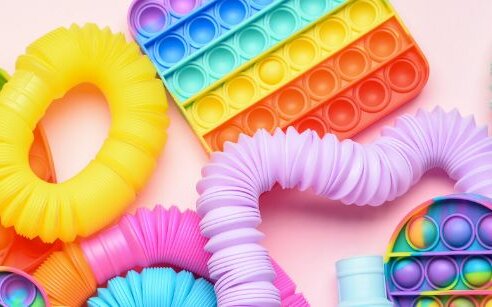 a group of colourful fidgets