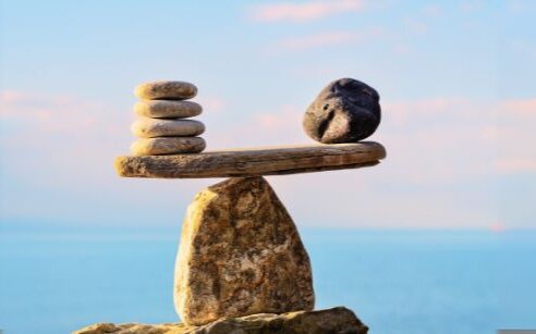 balanced stones on the beach